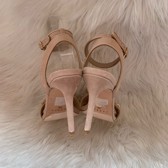*SOLD* New! SANDRO Paris Nina Chain Tan Suede Sandals - Picture 11 of 14
